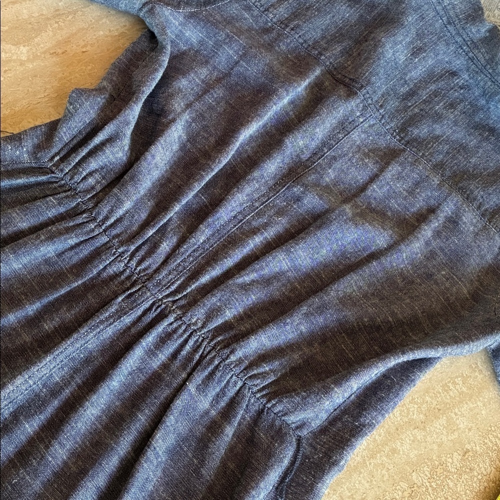 Max Studio Dress Women's XS, Button-down, flare skirt, linen-look chambray. EUC - Picture 8 of 16